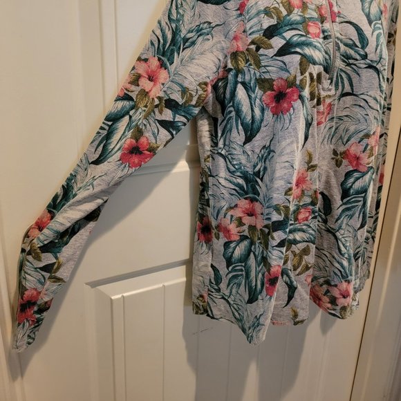 Tommy Bahama Womens Gray Hibiscus 1/4 Zip Long Sleeve Top Size S - Picture 6 of 9